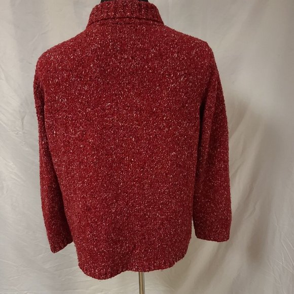Crazy Horse Liz Claiborne Womens 1 Red Speckled Full Zip Cardigan Sweater Jacket - Picture 9 of 13